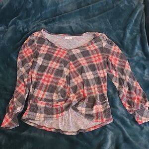 Maurices Red and Gray Knit Top